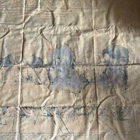 Vintage Large Jesus Christ Last Supper Wall Hanging Tapestry 57x38 Christian - Picture 7 of 7